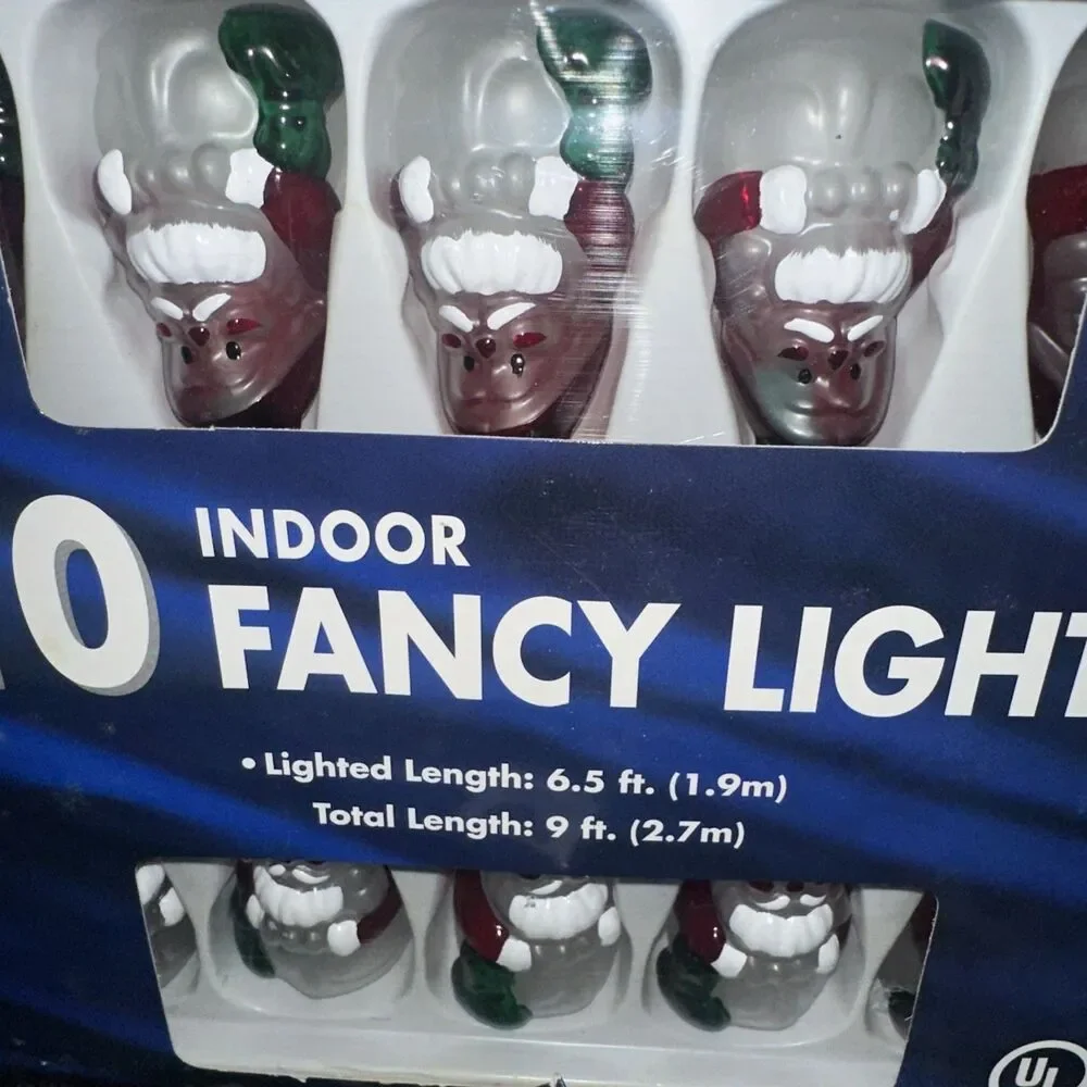 3 Boxes Indoor Fancy Christmas Lights String of 10 Santa Claus 6.5ft